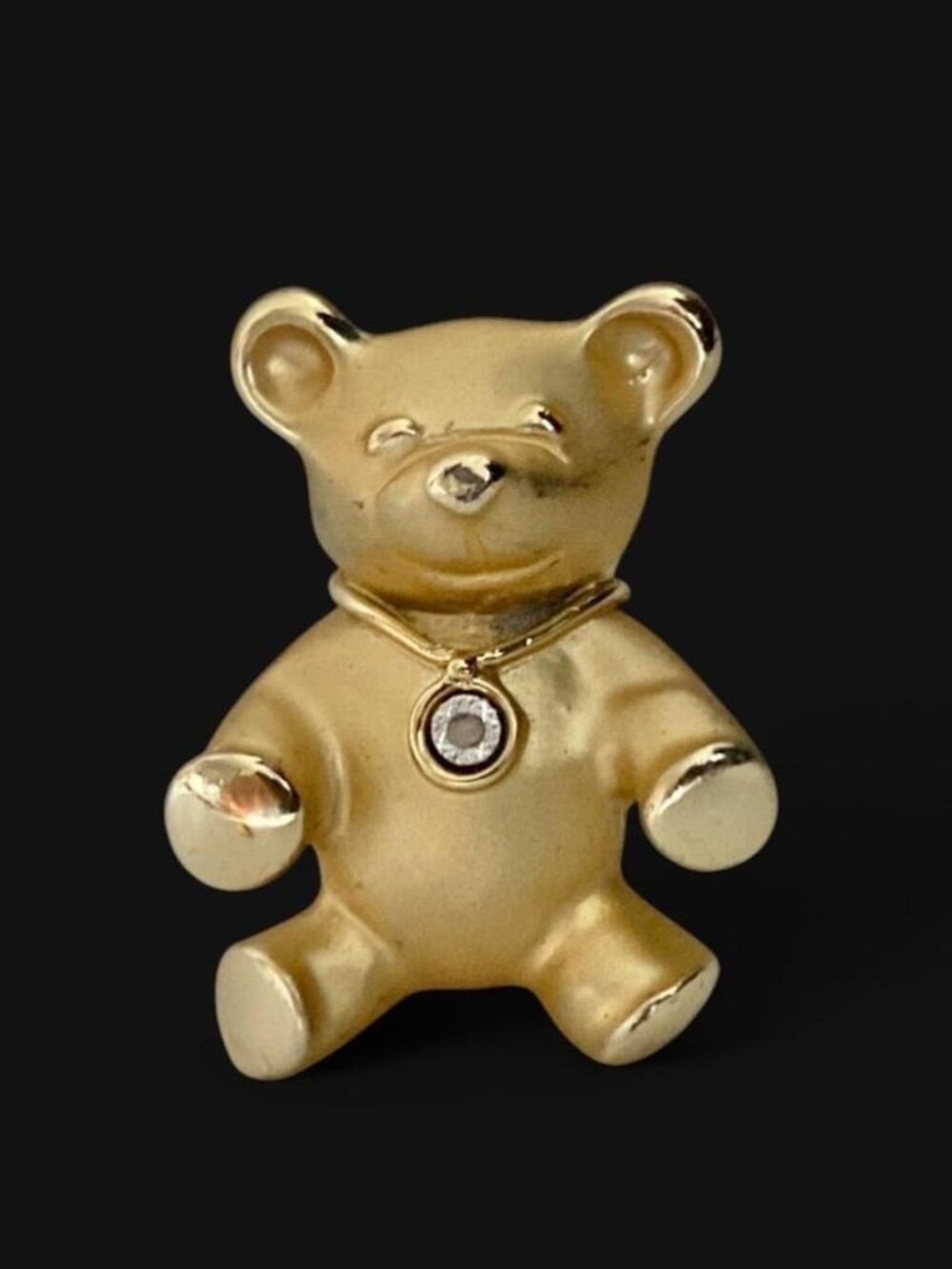 vintage 1995 Gigi Giusti GENUINE DIAMOND gold tone teddy bear brooch cute pin